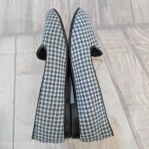 Martine Sitbon Black Lonely Shoes Blue Houndstooth Smoking Slippers - Picture 5 of 9